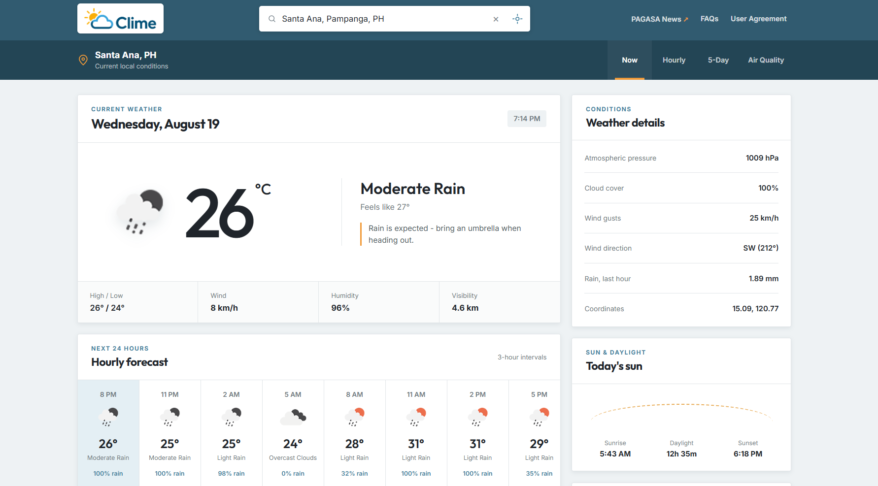 Weather tracker page preview