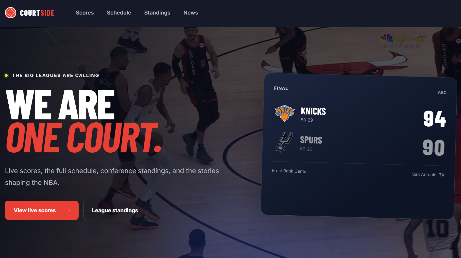 Courtside - NBA Live Scores page preview